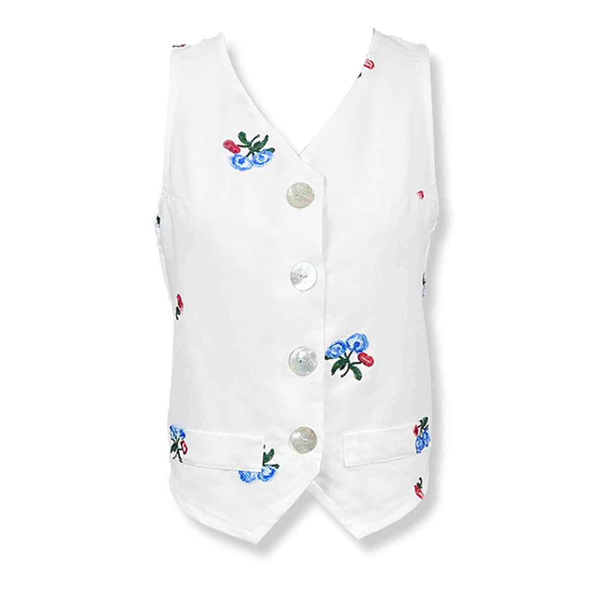 Cotton Embroidery Vest and Maxi Skirt
