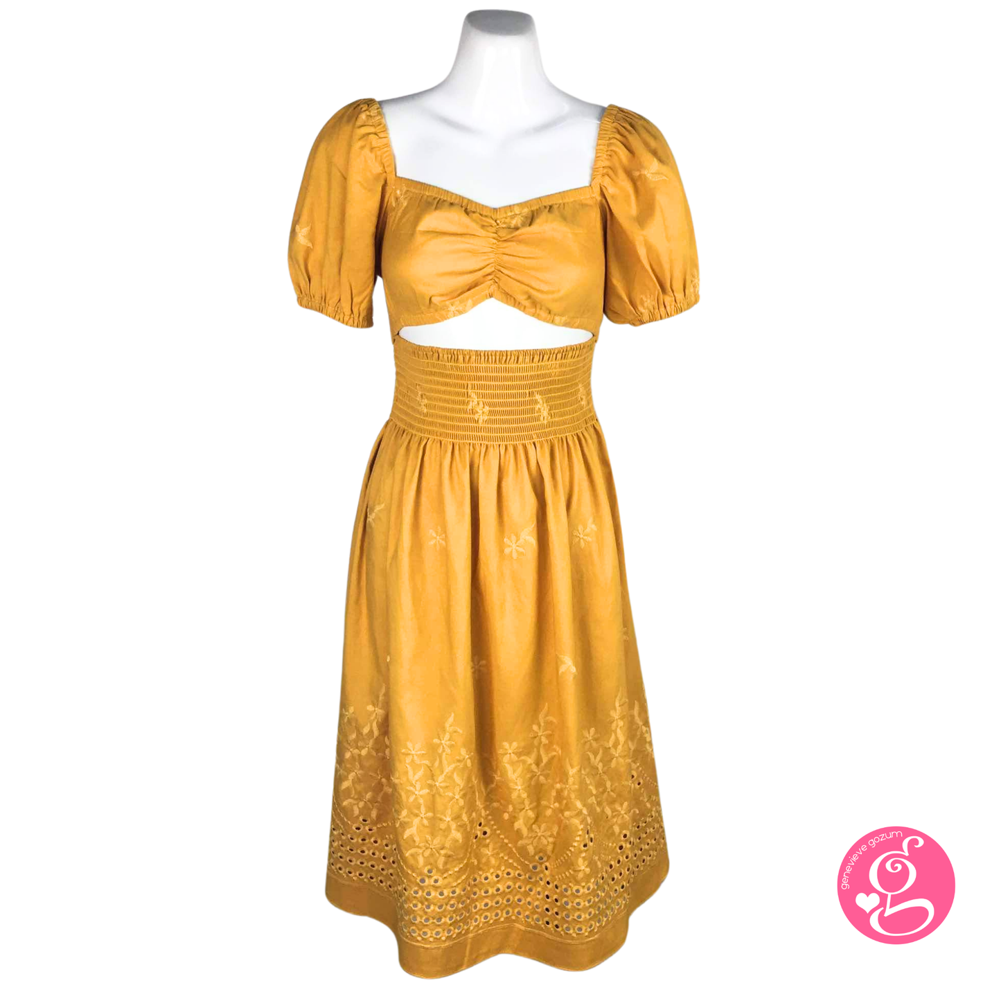 Genevieve Gozum Camilla Sweetheart Reversible Dress in Embroidered Eyelet