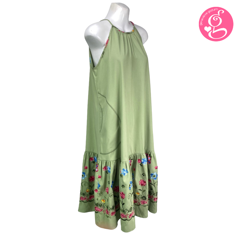 English Garden Embroidery Halter Dress