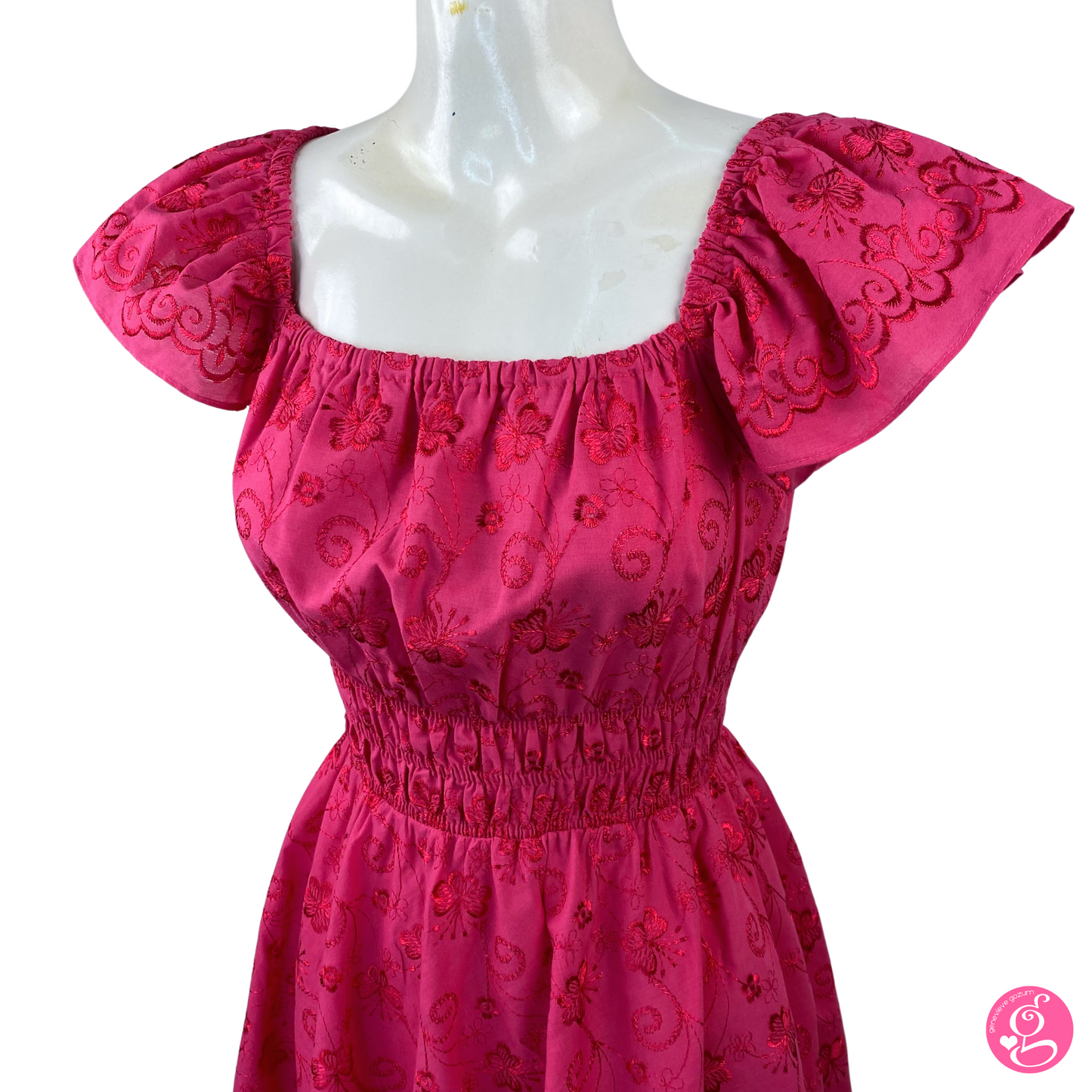 Satin Embroidery Butterfly Short Dress