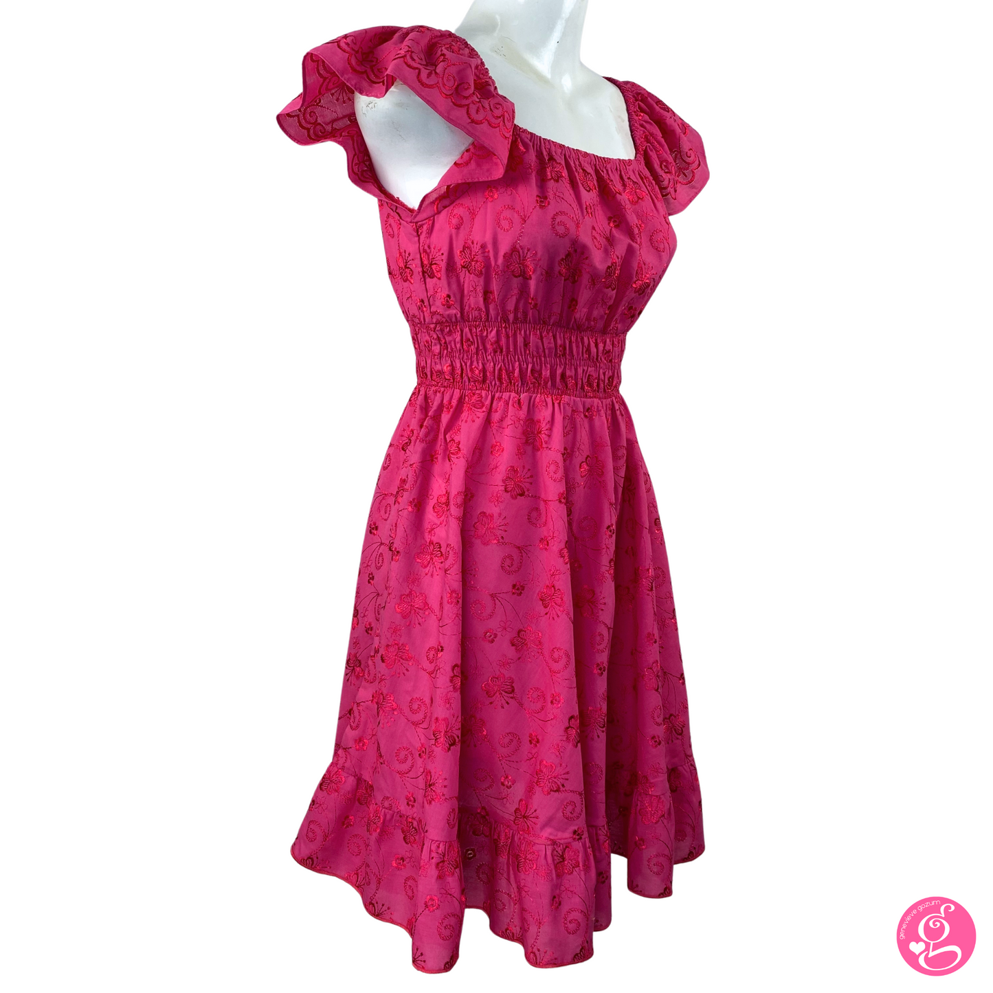 Satin Embroidery Butterfly Short Dress