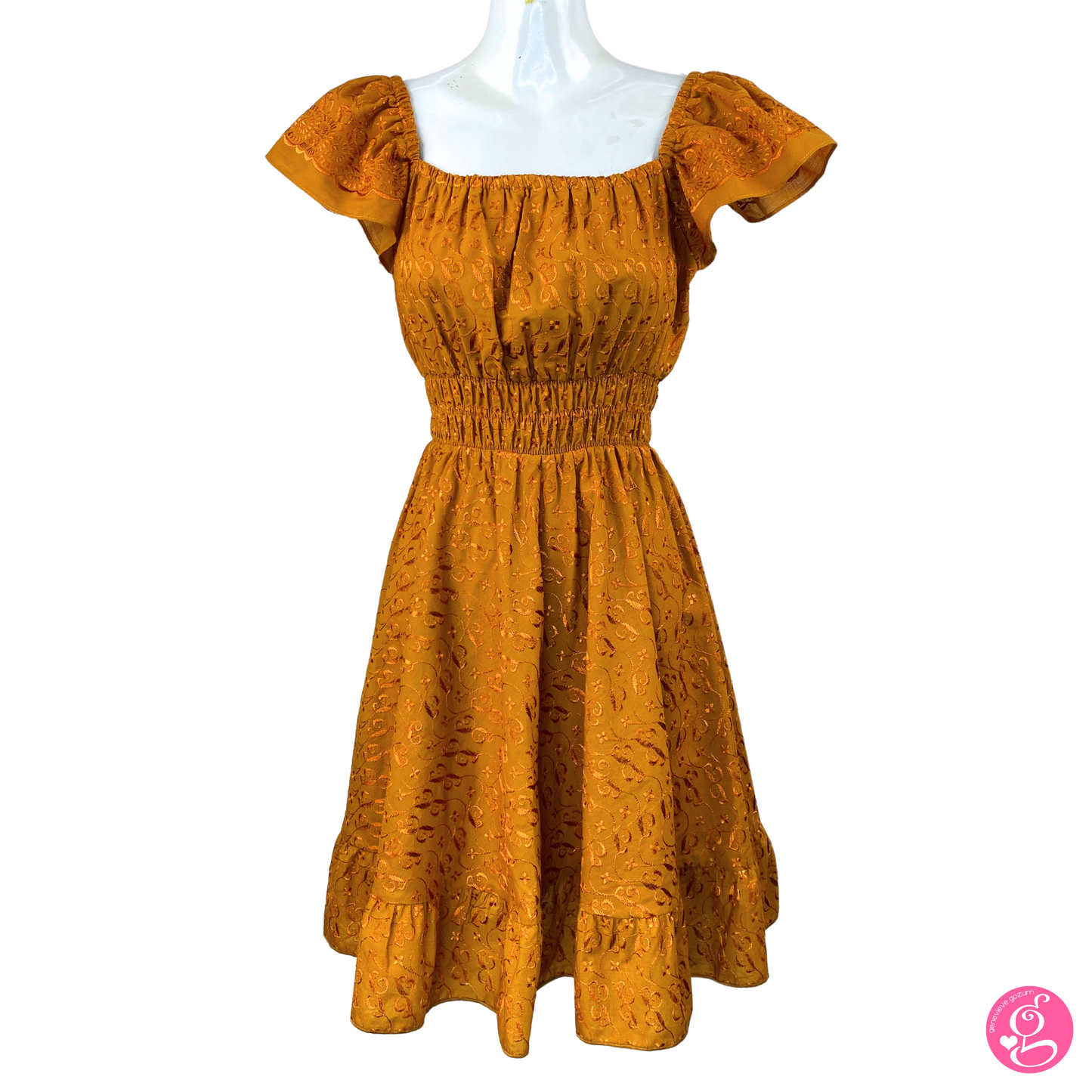 Satin Embroidery Butterfly Short Dress