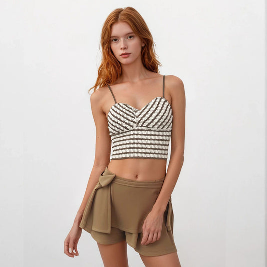 Royal Knit Tank Top Stripes with Bust Pads