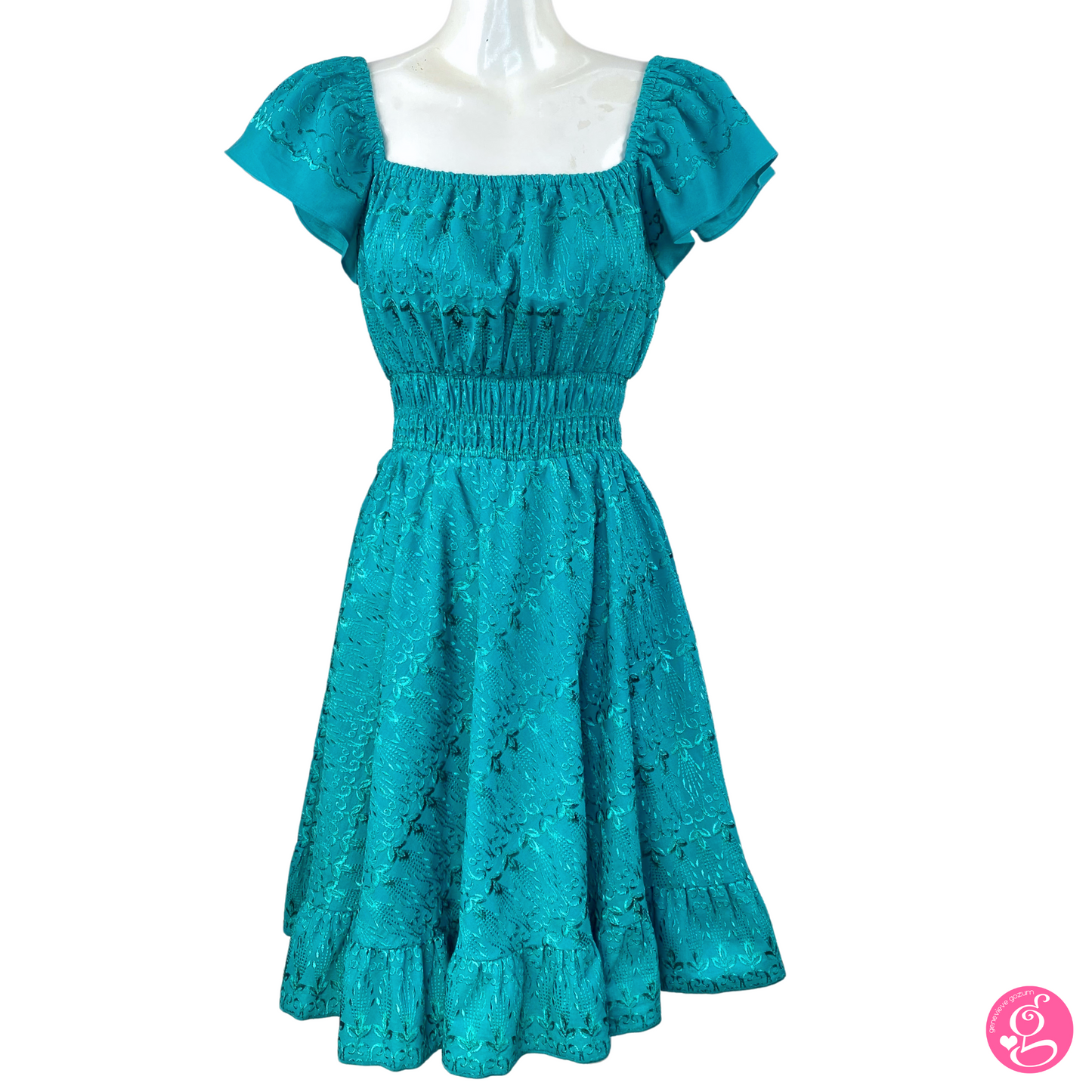 Satin Embroidery Butterfly Short Dress