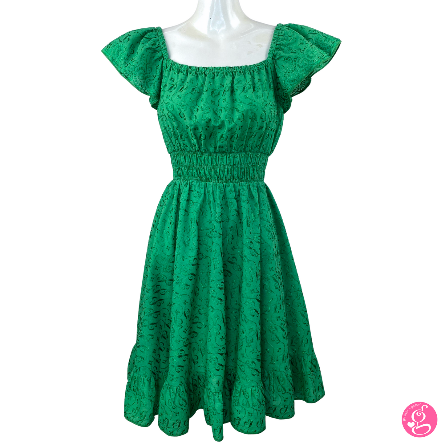 Satin Embroidery Butterfly Short Dress