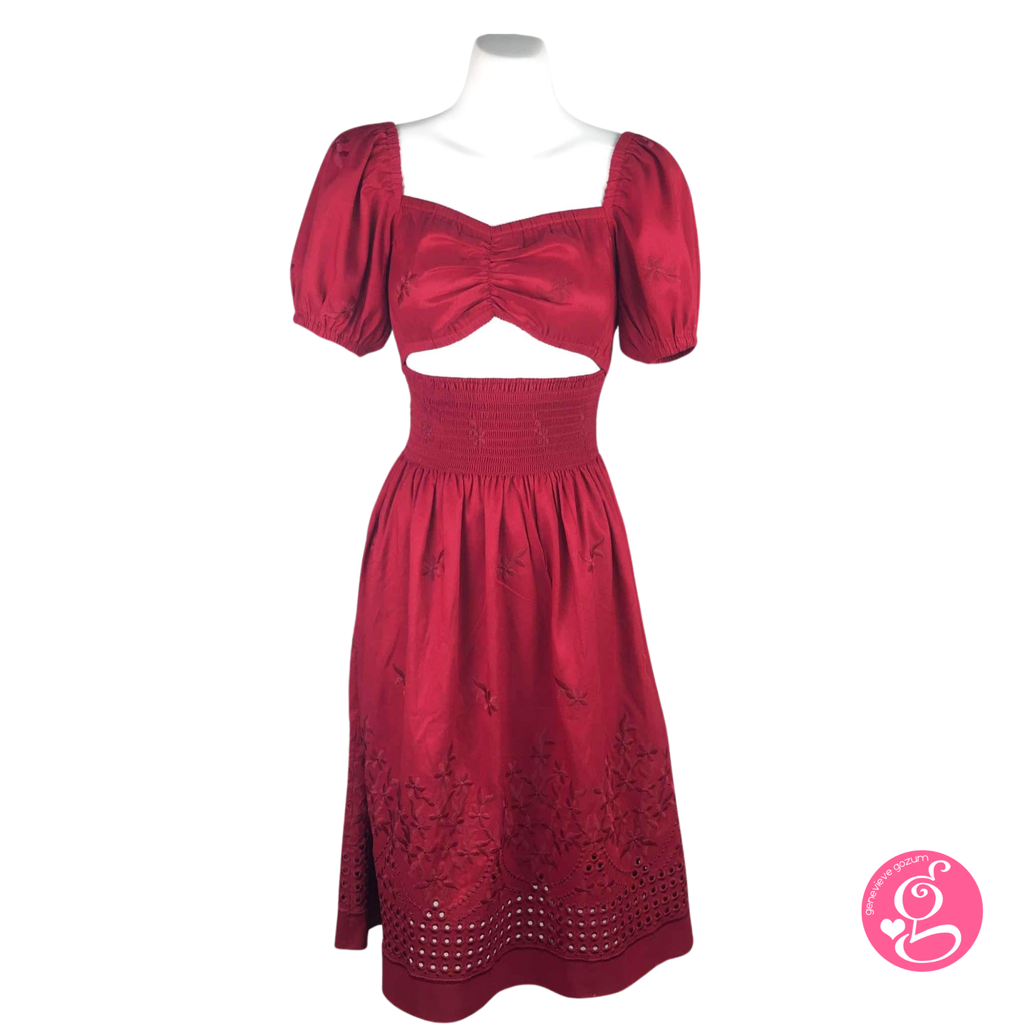 Genevieve Gozum Camilla Sweetheart Reversible Dress in Embroidered Eyelet