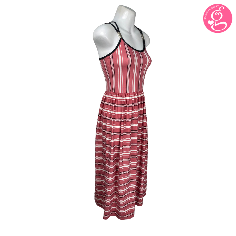 Ultimate Spaghetti Double Strap Nautical Stripes Dress with Rope Bead