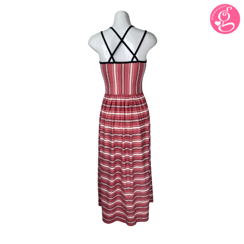 Ultimate Spaghetti Double Strap Nautical Stripes Dress with Rope Bead