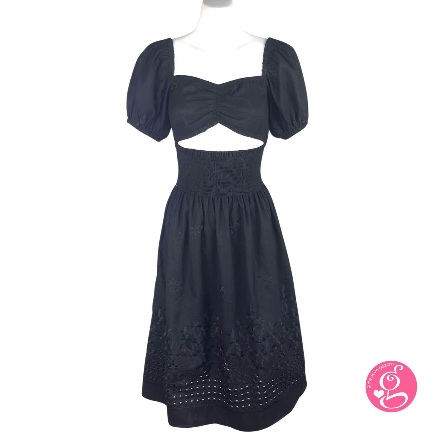 Genevieve Gozum Camilla Sweetheart Reversible Dress in Embroidered Eyelet