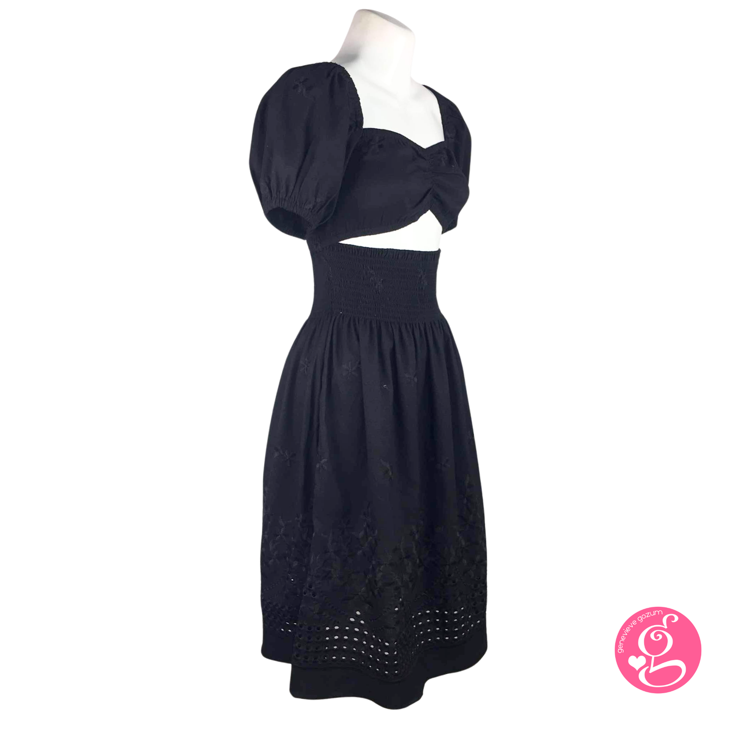 Genevieve Gozum Camilla Sweetheart Reversible Dress in Embroidered Eyelet