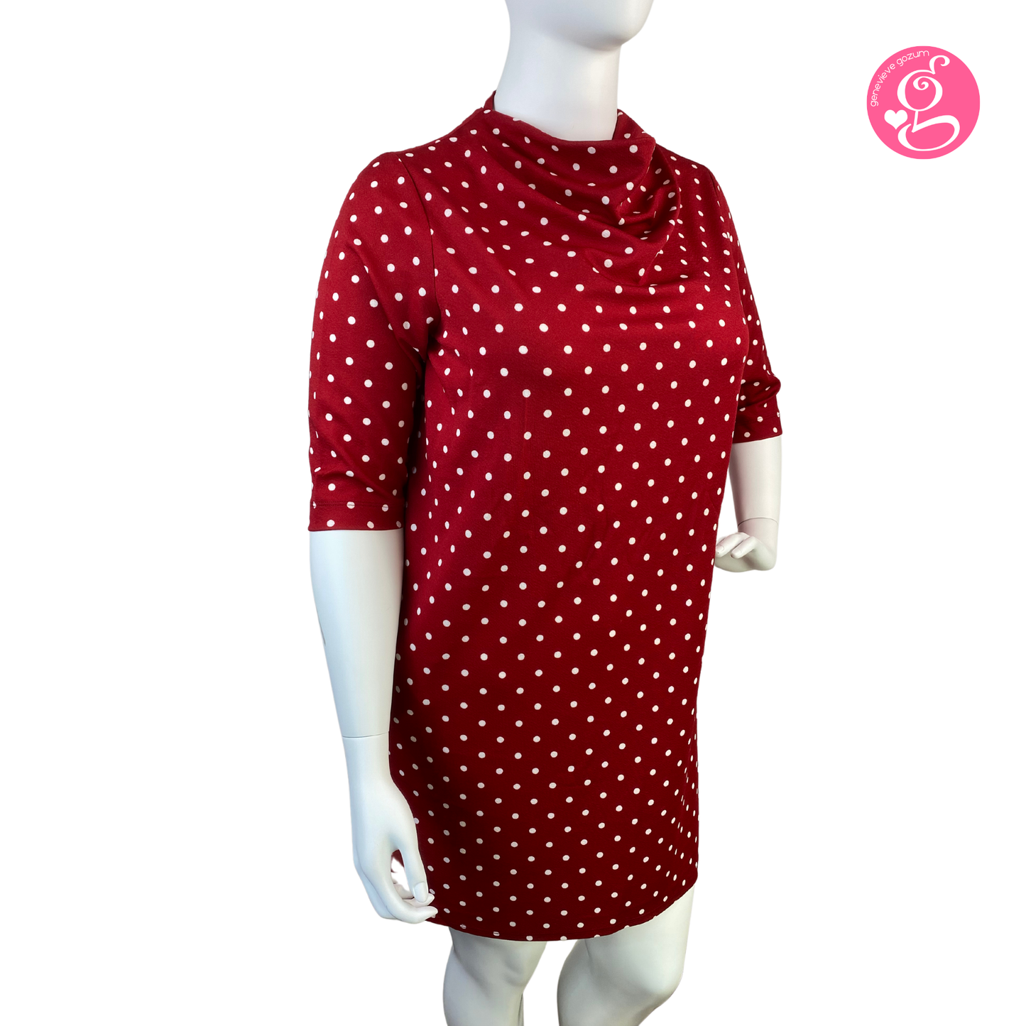 Simply Cowl Neck Polka Dress