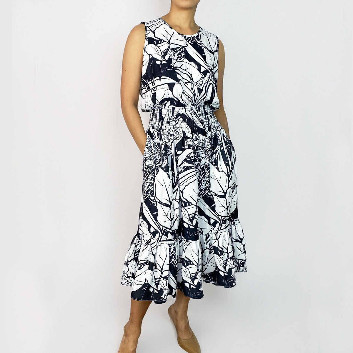 Cheryl Printed Linen Midi Dress