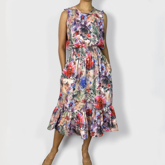 Cheryl Printed Linen Midi Dress
