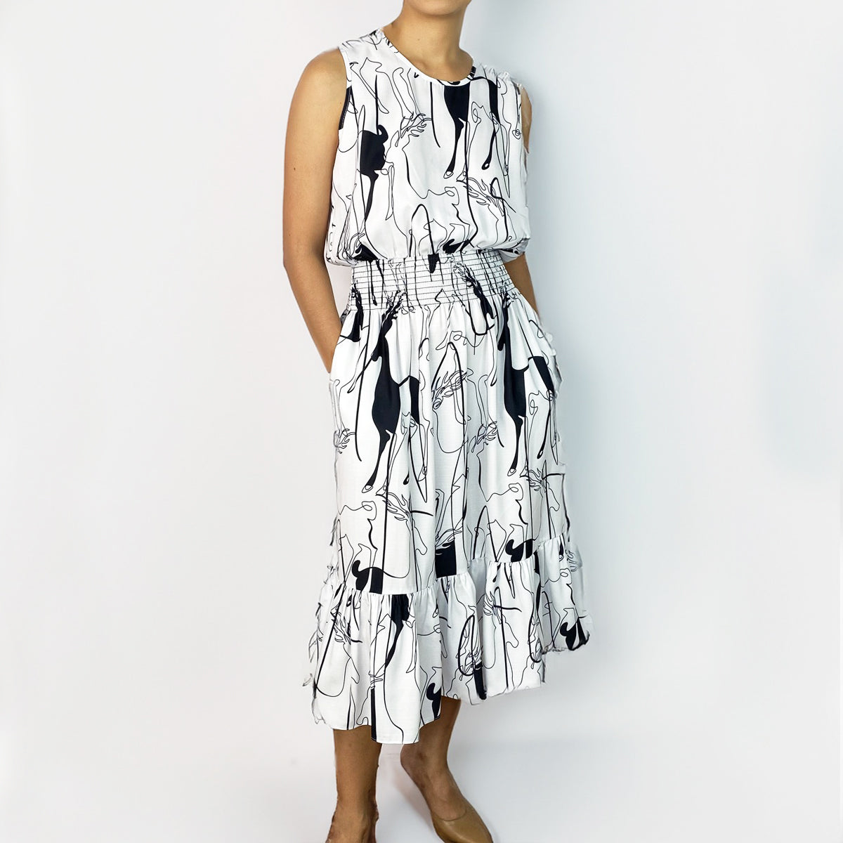 Cheryl Printed Linen Midi Dress