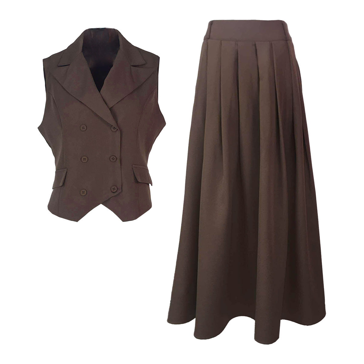 Girl Boss Double Overlap Vest and Skirt Set