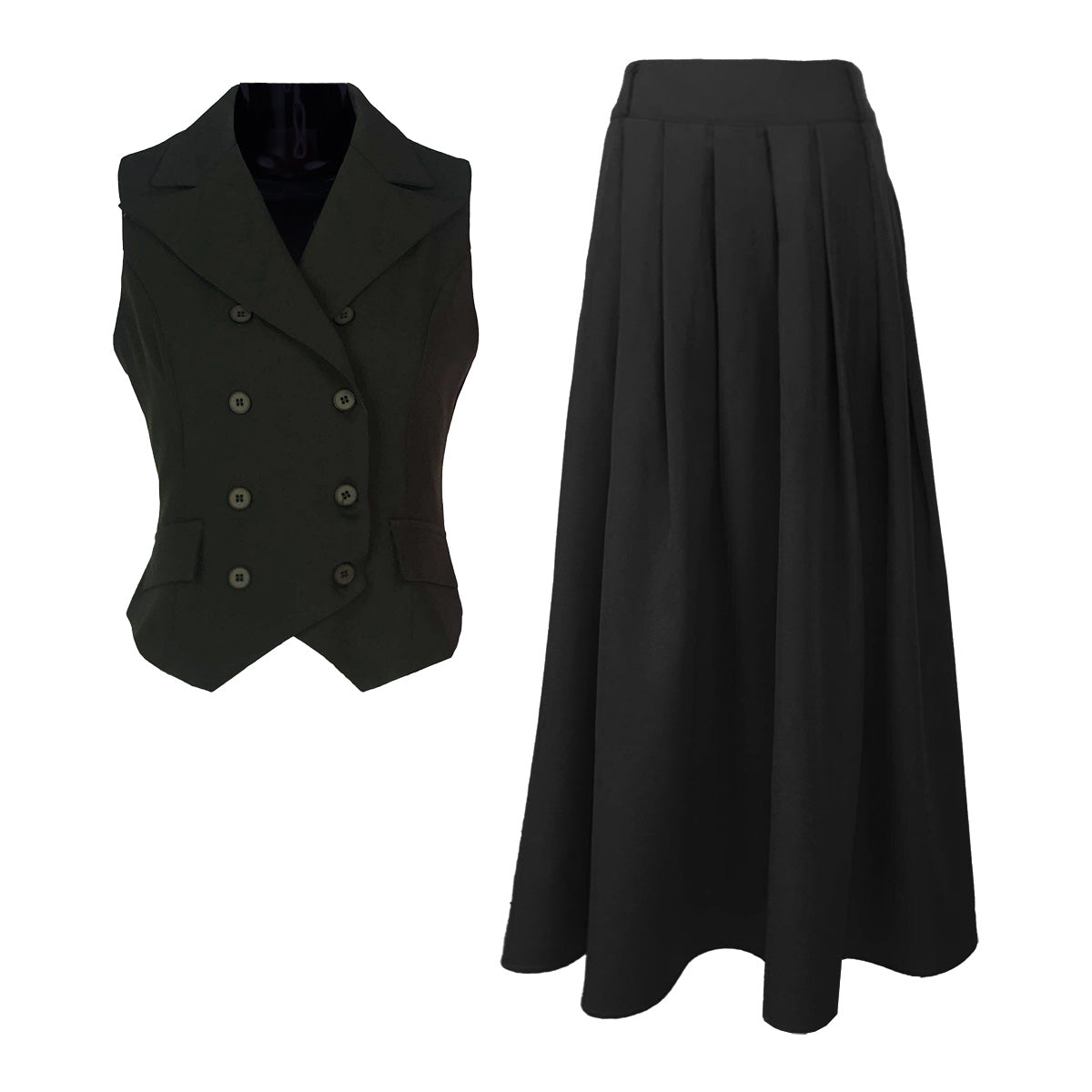 Girl Boss Double Overlap Vest and Skirt Set