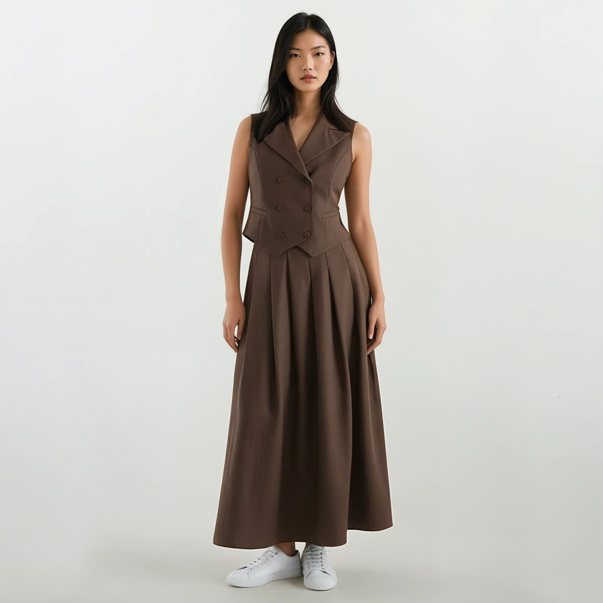Girl Boss Double Overlap Vest and Skirt Set