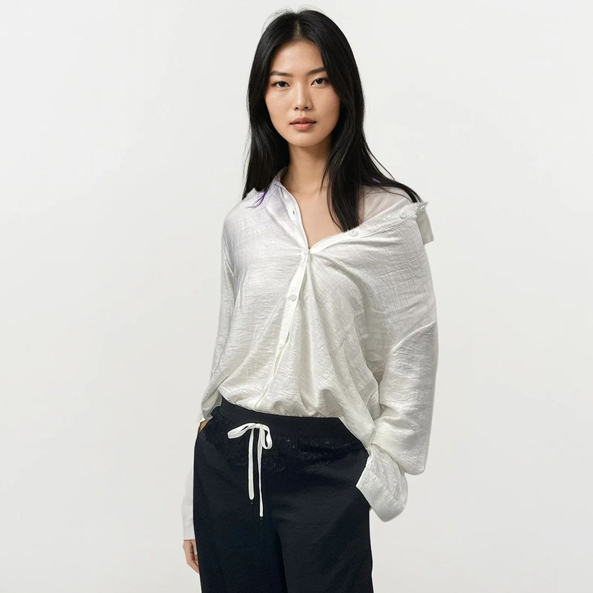 Gen Z Big Polo Long Sleeves Organic Linen Plain