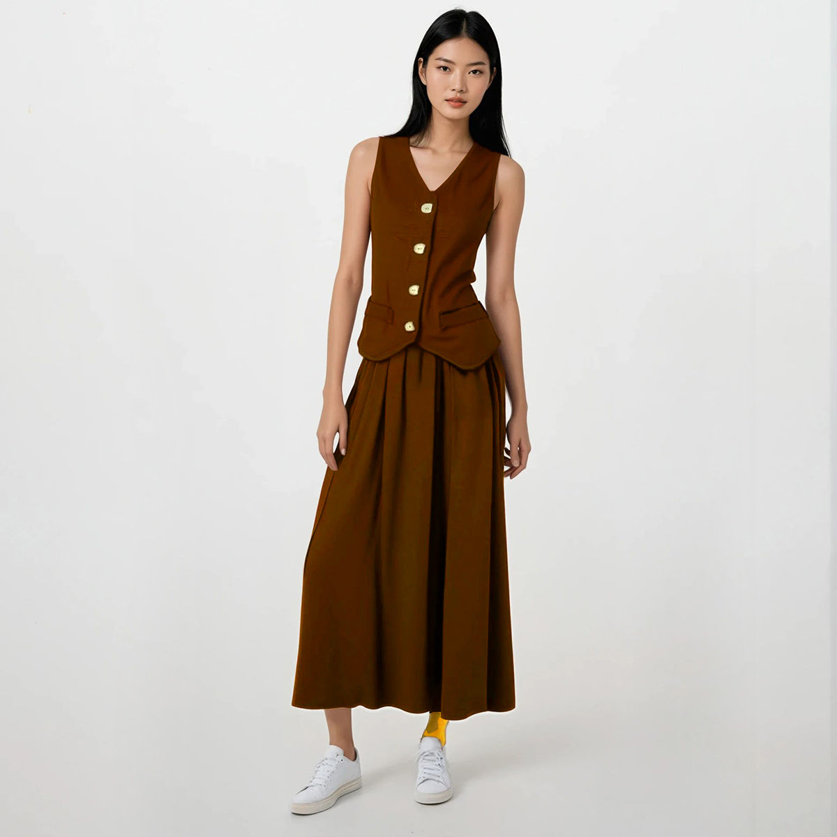 Organic Linen Vest & Maxi Skirt Set