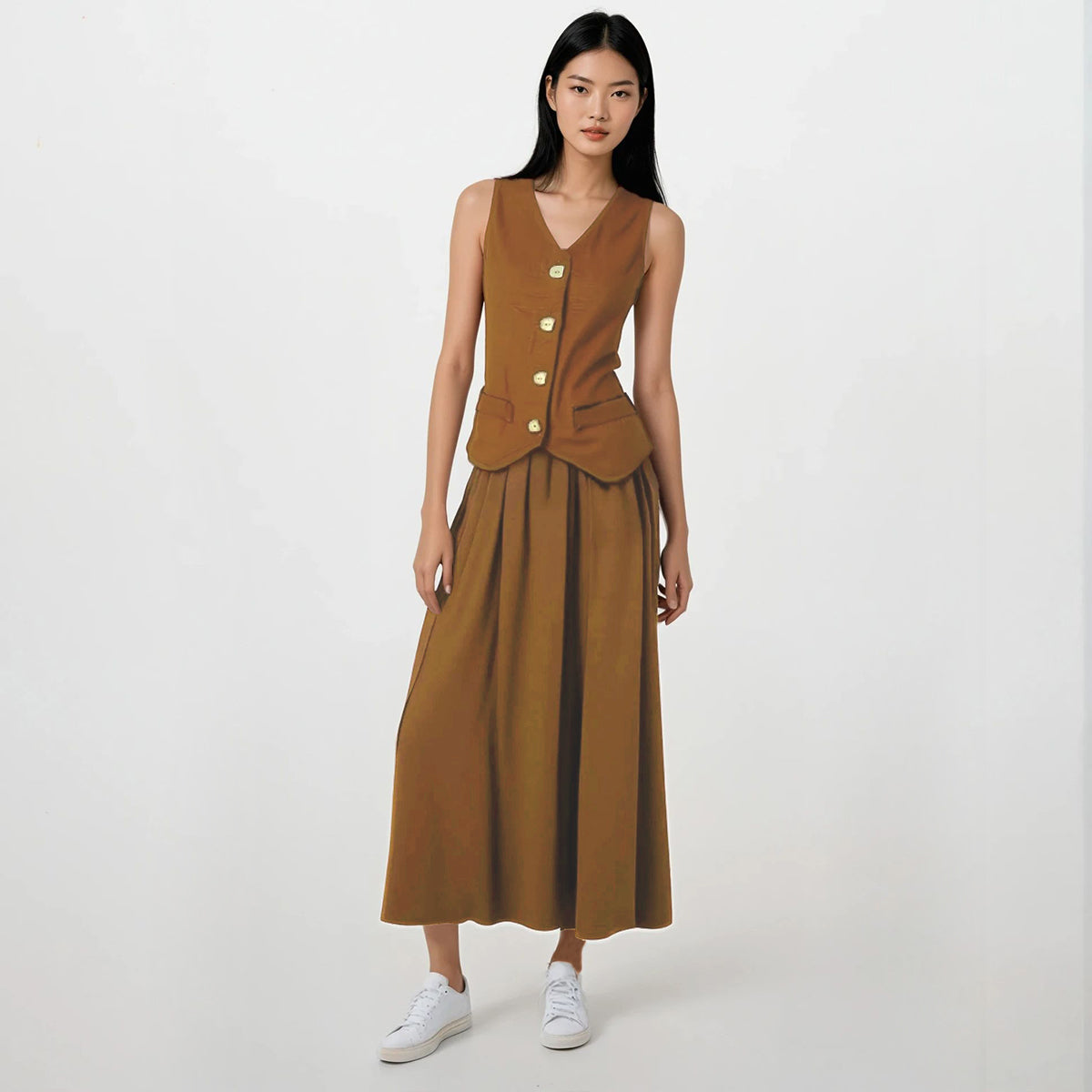 Organic Linen Vest & Maxi Skirt Set