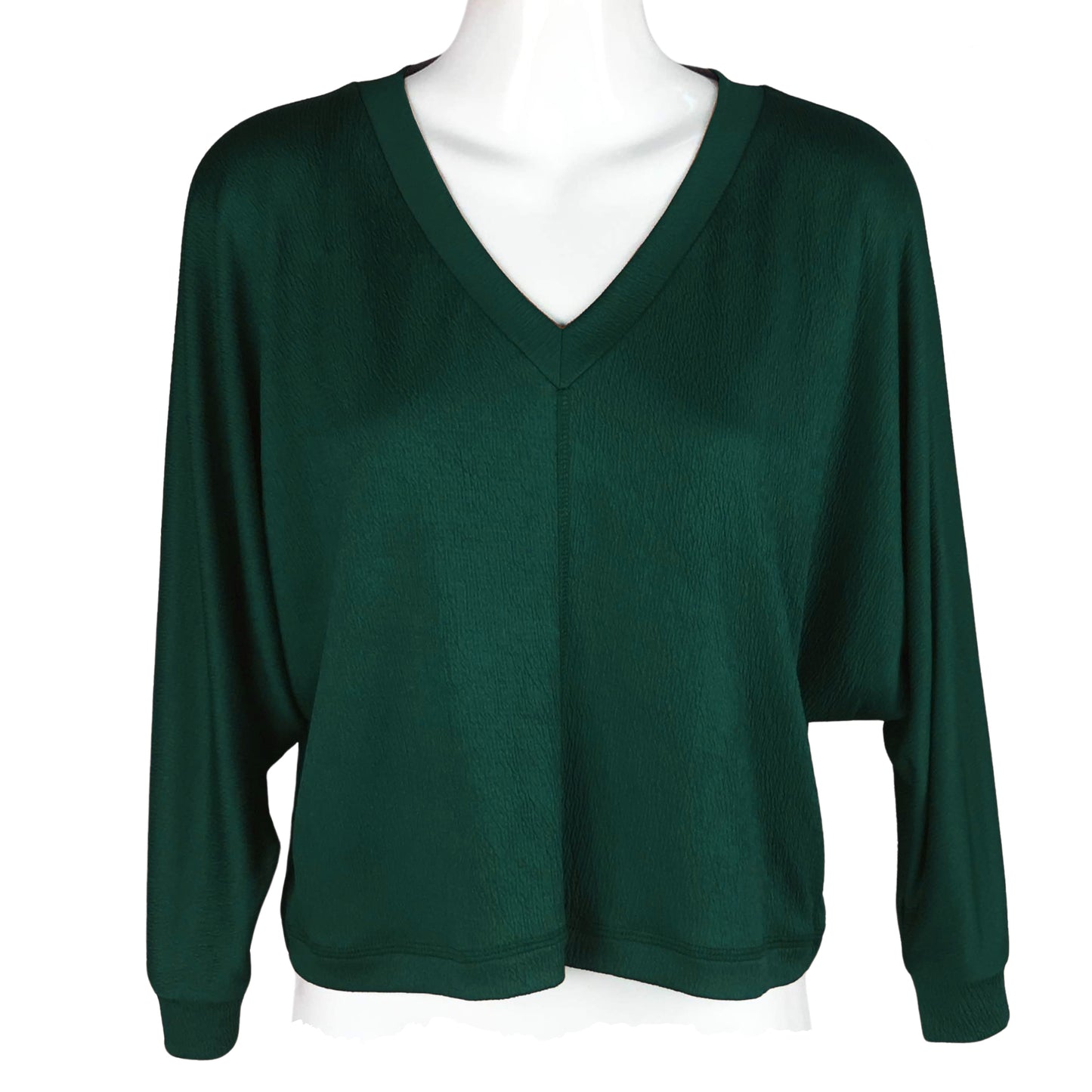Genevieve Gozum Stitch Crepe Pullover Blouse with Dolman Sleeves & V Neck