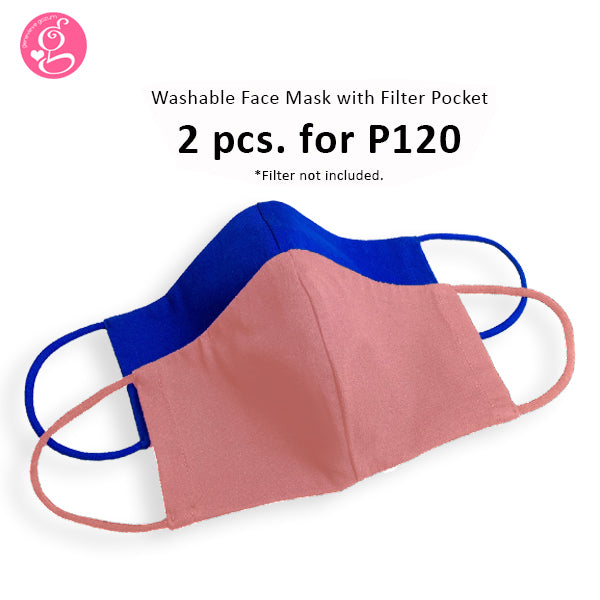 Cotton Solid Colors Washable Filter Pocket Face Cloth - Unisex, Comfortable & Reusable - 2 for P60