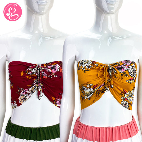 Sweetheart Bandeau with Floral Print - Pack of 2