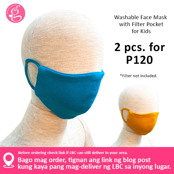 Cotton Solid Colors Washable Filter Pocket Face Cloth - Unisex, Comfortable & Reusable - 2 for P60