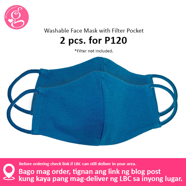 Cotton Solid Colors Washable Filter Pocket Face Cloth - Unisex, Comfortable & Reusable - 2 for P60