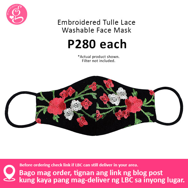 Embroidered Tulle Lace Face Mask