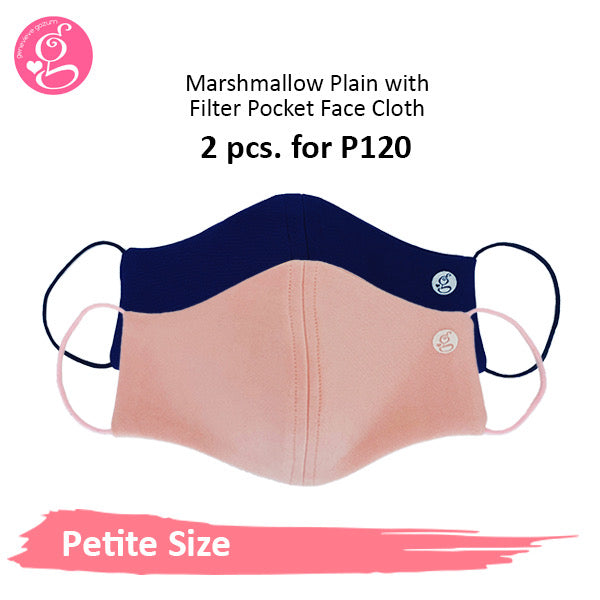 Marshmallow Plain Neoprene With Filter Pocket - Petite or Small Face Size 2 pcs for P60