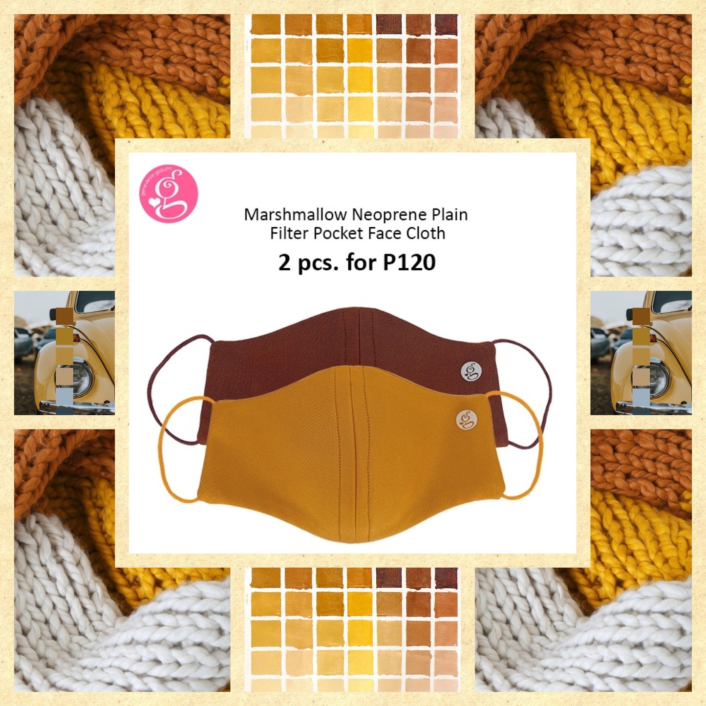 Marshmallow Plain Neoprene With Filter Pocket - Adult Size 2 pcs for P60