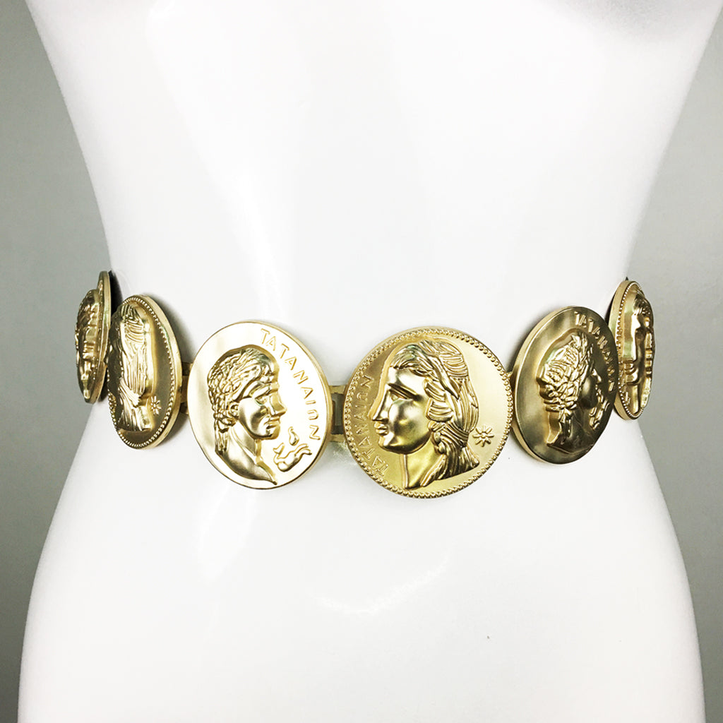 Gold Coin Buckle Corset Elastic Belt