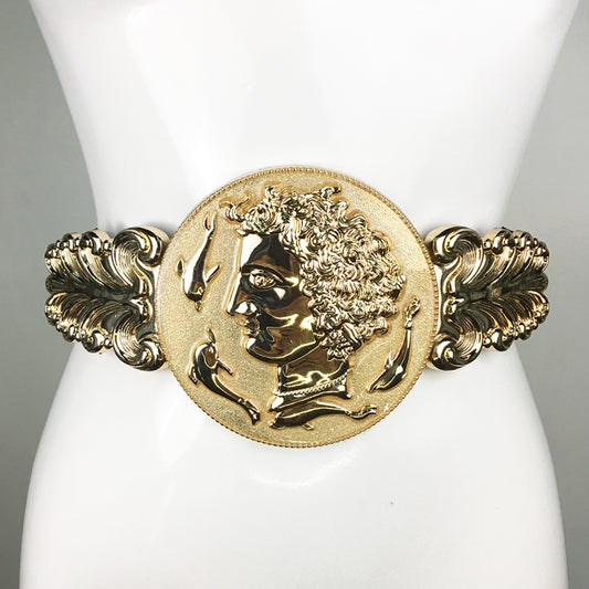 Gold Coin Buckle Corset Elastic Belt