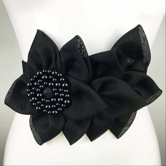 Flower Trim Corset Elastic Belt