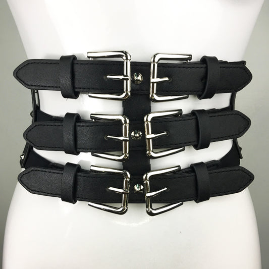 Three Buckle Corset Elastic Belt