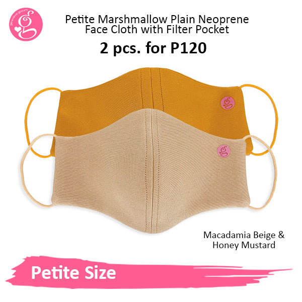 Marshmallow Plain Neoprene With Filter Pocket - Petite or Small Face Size 2 pcs for P60