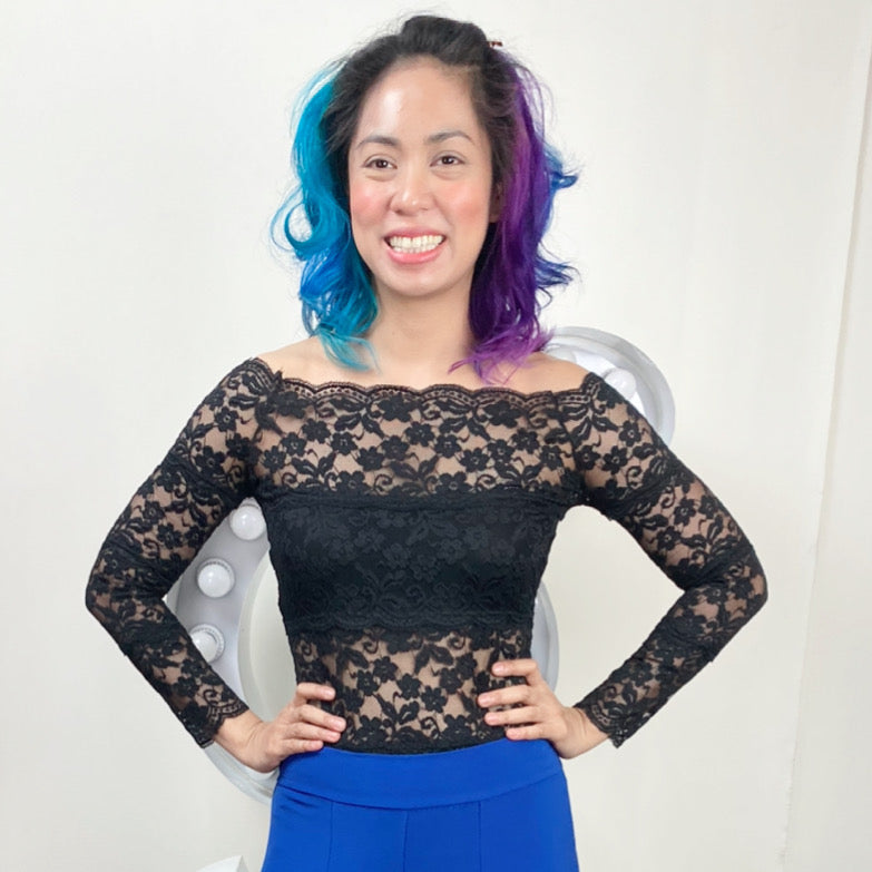 Lace Essential Long Sleeves with Built In Bandeau Front