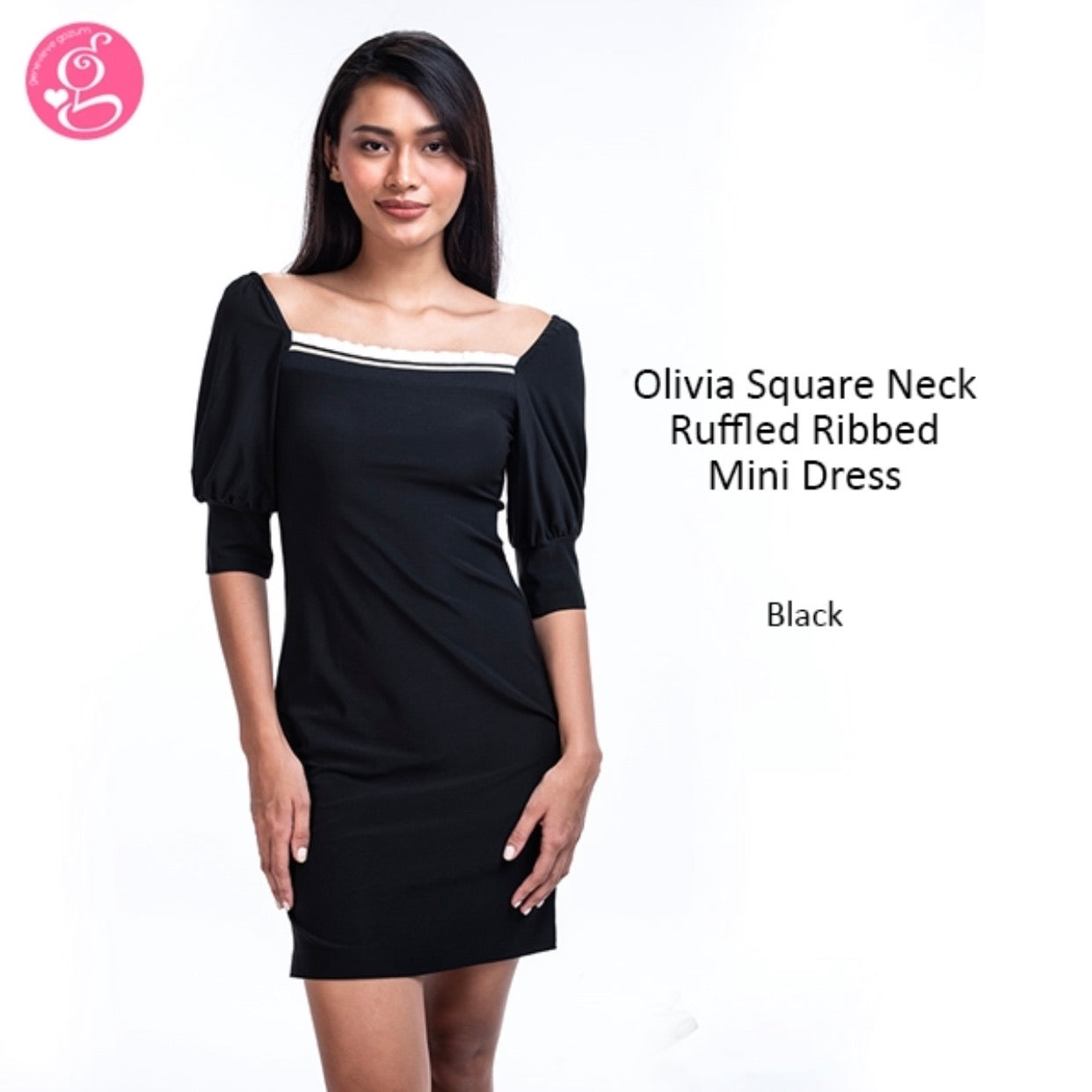 Olivia Square Neck Ruffle Ribbed Dress or Blouse (price separately)