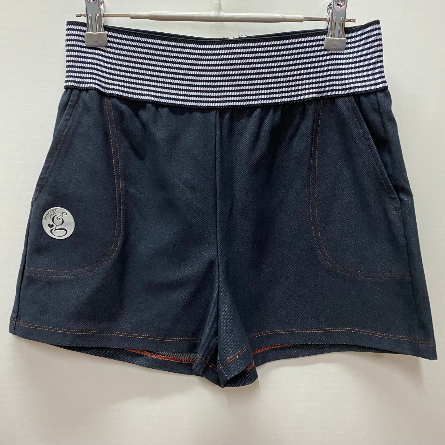 Pinstripes Waist Denim Shorts