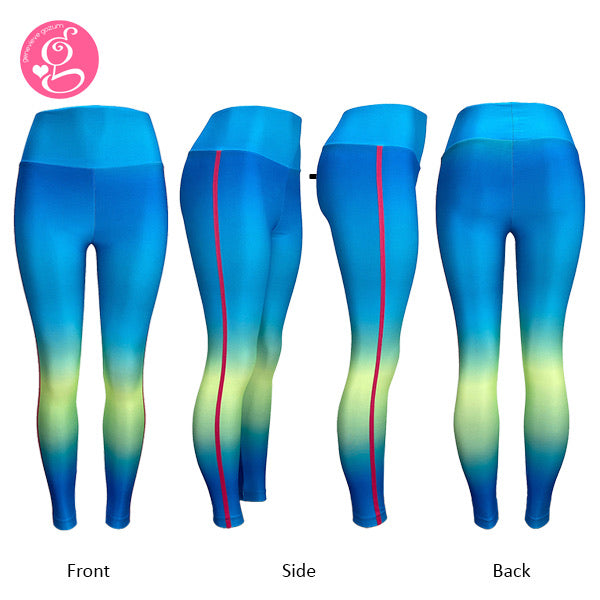Y Workout Sea Breeze Set (Top and sexy control tummy leggings)