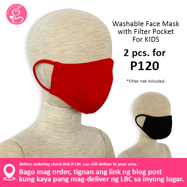 Cotton Solid Colors Washable Filter Pocket Face Cloth - Unisex, Comfortable & Reusable - 2 for P60