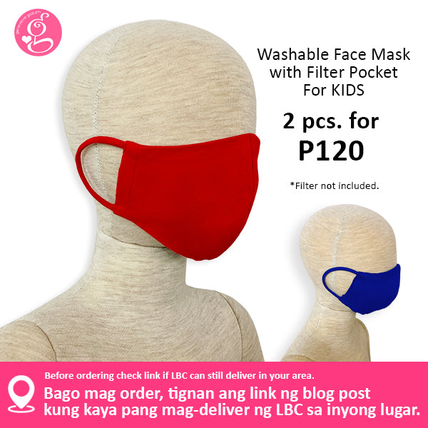 Cotton Solid Colors Washable Filter Pocket Face Cloth - Unisex, Comfortable & Reusable - 2 for P60