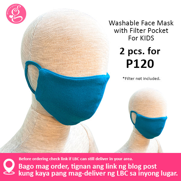 Cotton Solid Colors Washable Filter Pocket Face Cloth - Unisex, Comfortable & Reusable - 2 for P60