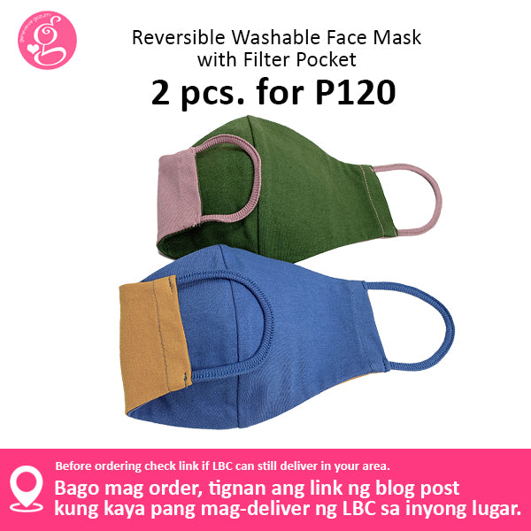 Cotton Solid Colors Washable Filter Pocket Face Cloth - Unisex, Comfortable & Reusable - 2 for P60
