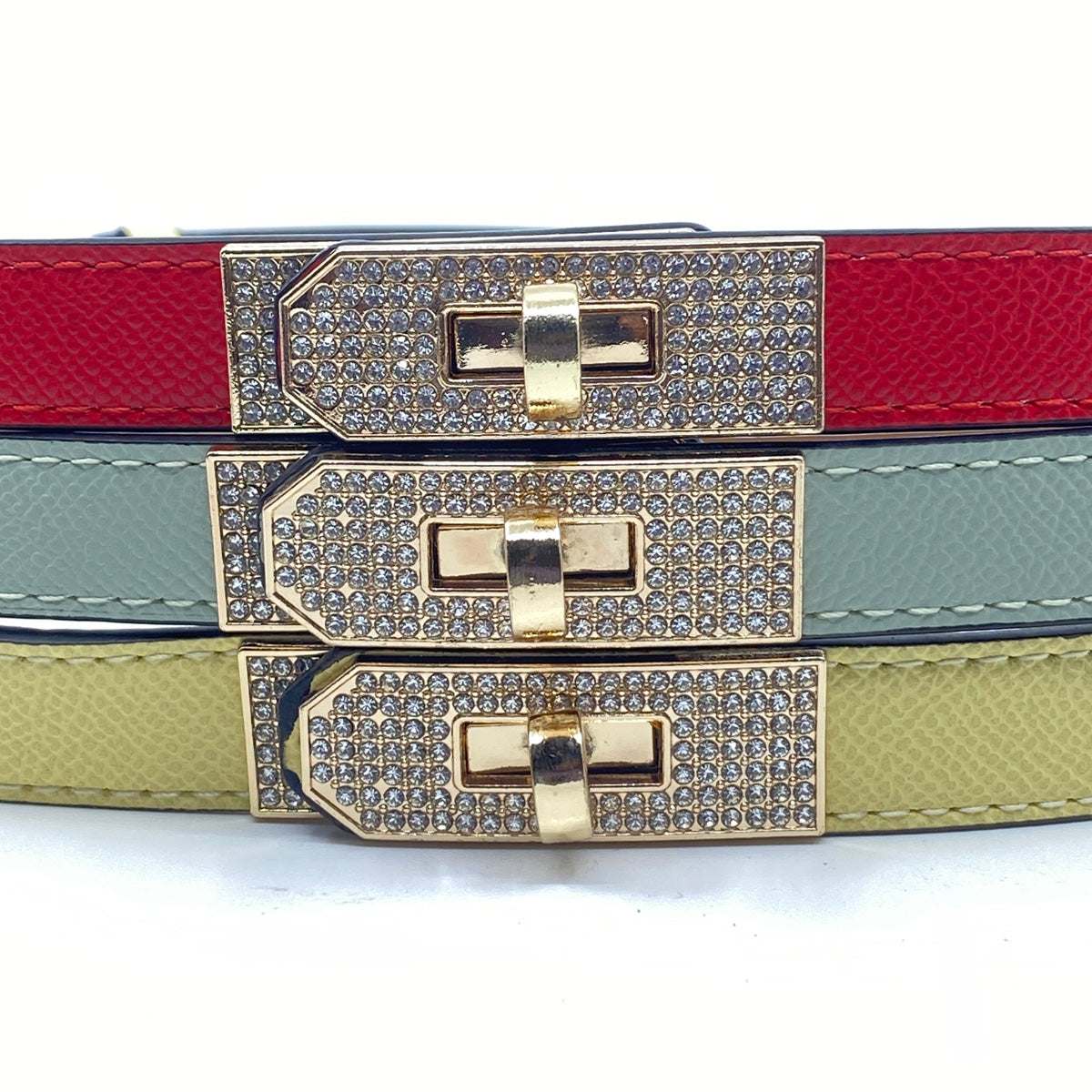 Skinny Luxury Adjustable Belt Crystal Lock Buckle
