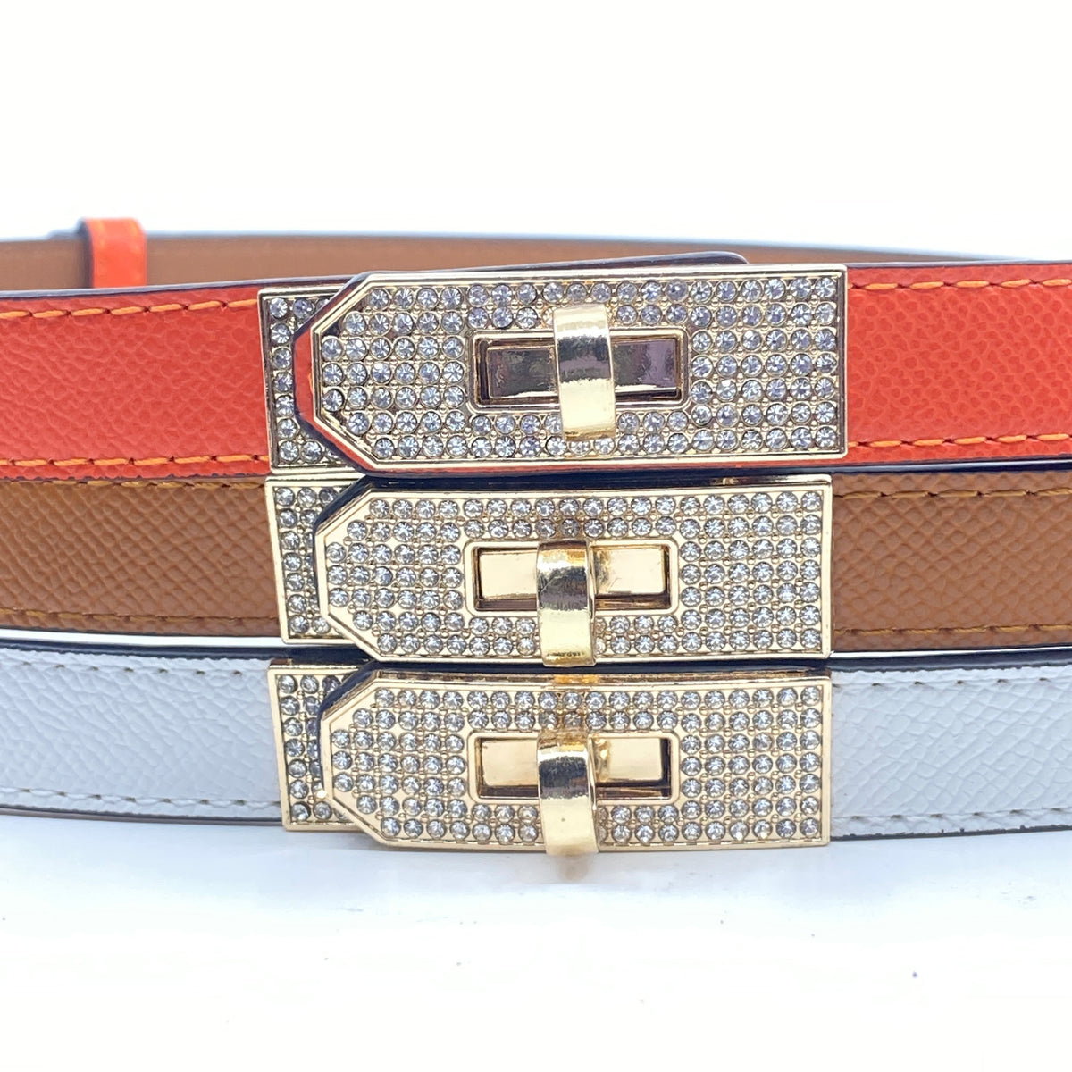 Skinny Luxury Adjustable Belt Crystal Lock Buckle