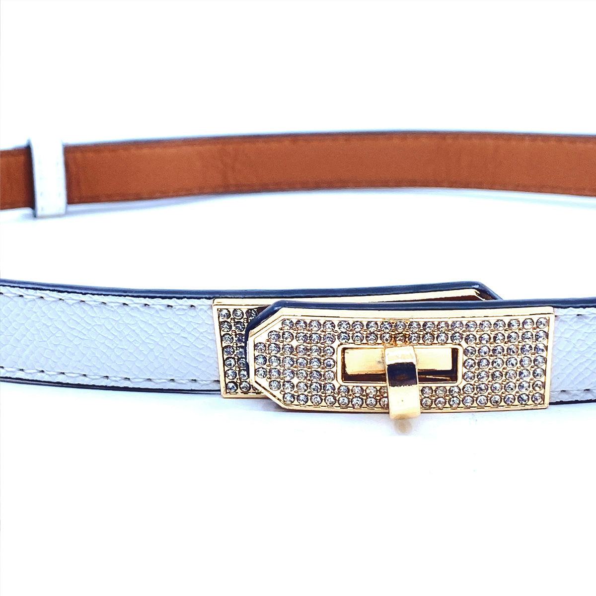 Skinny Luxury Adjustable Belt Crystal Lock Buckle
