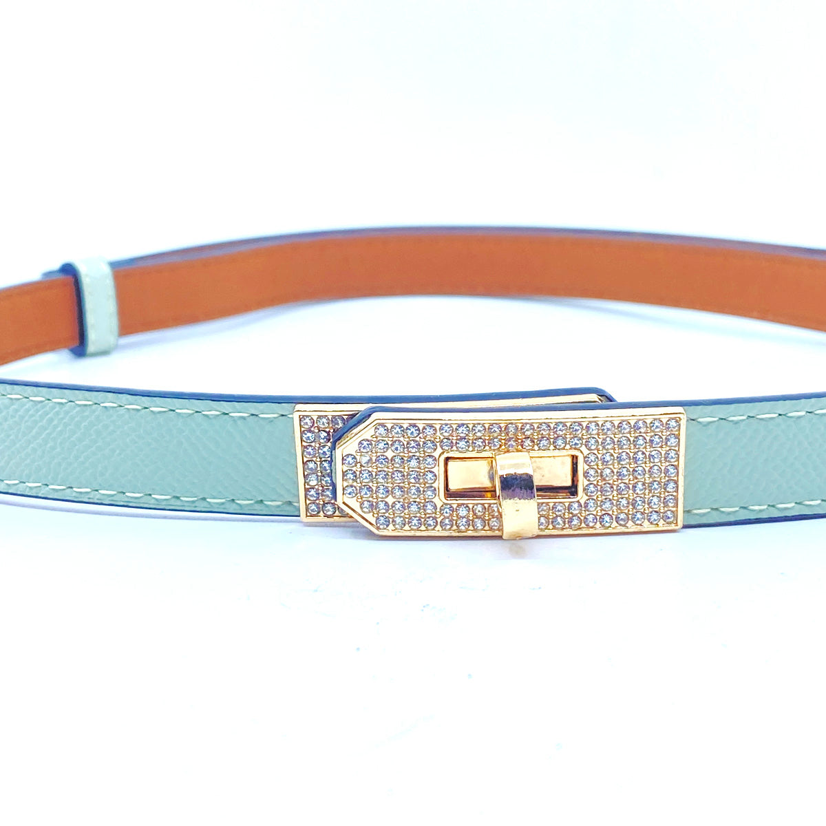 Skinny Luxury Adjustable Belt Crystal Lock Buckle