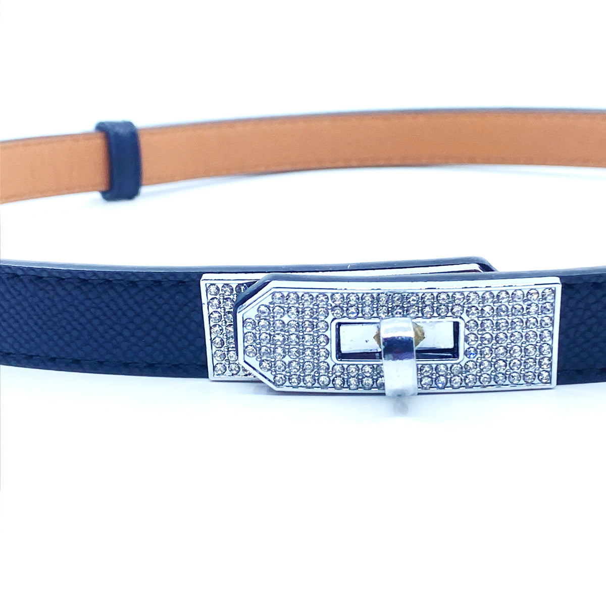 Skinny Luxury Adjustable Belt Crystal Lock Buckle